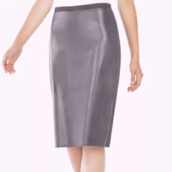 BCBG Blue Faux Leather High Waisted Pencil Skirt - Picture 2 of 10